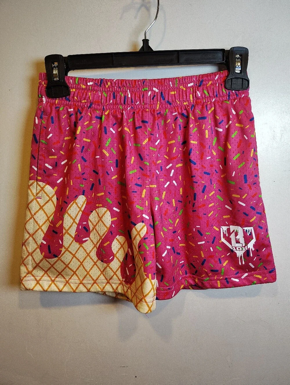 Baseball Lifestyle B 101 Pink Mesh Ice Cream Graphic Print Shorts Kid's Sz M